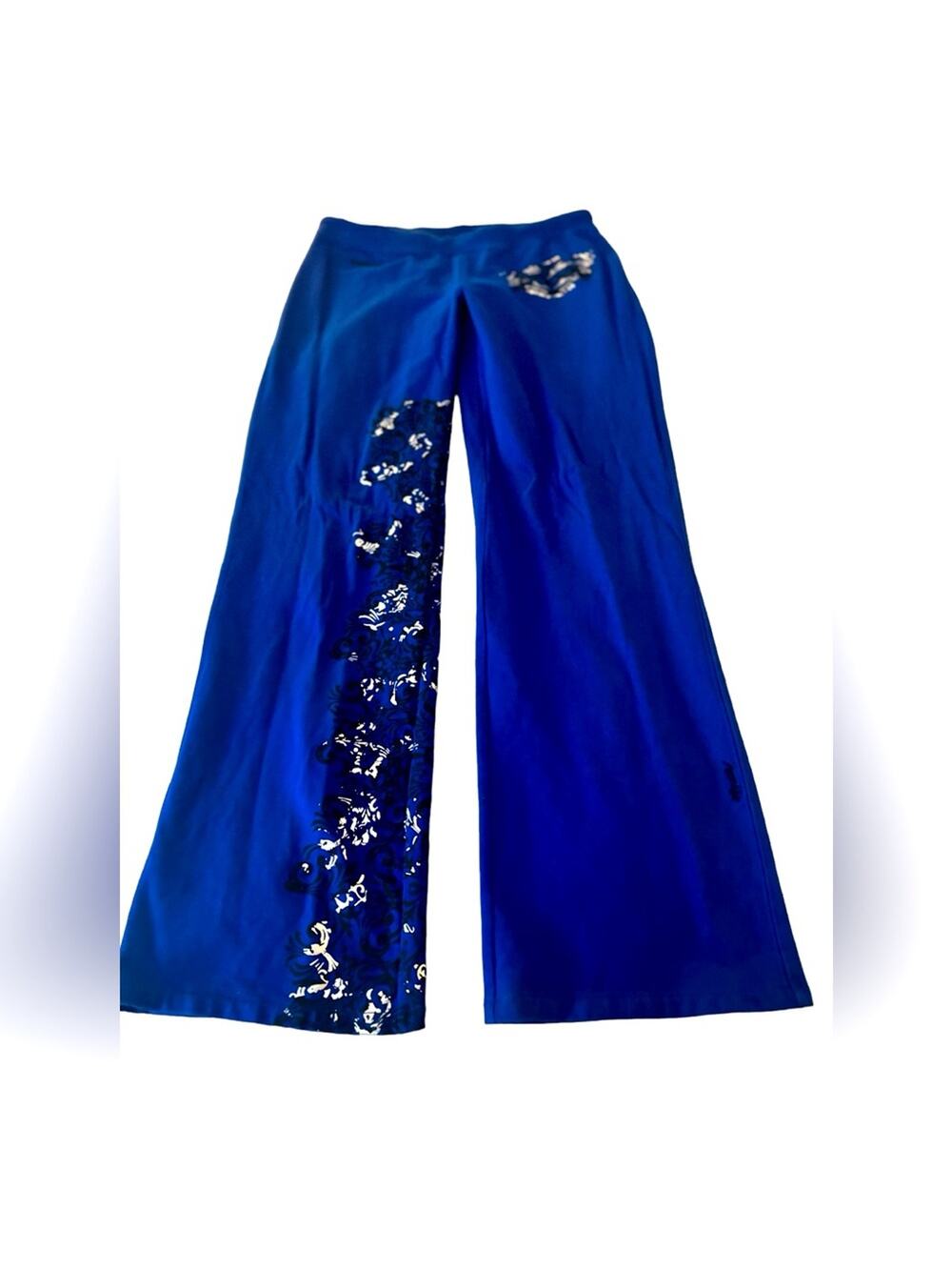 Coogi's Vintage Flared Embroidered Knit Sweat Pants, Bright Blue Bling, L